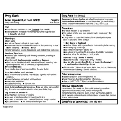 Kirkland Signature omeprazole 20 mg product label