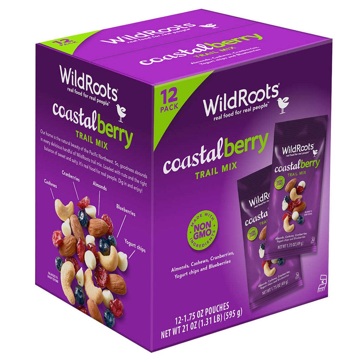 Individual 1.75 oz WildRoots trail mix snack packs