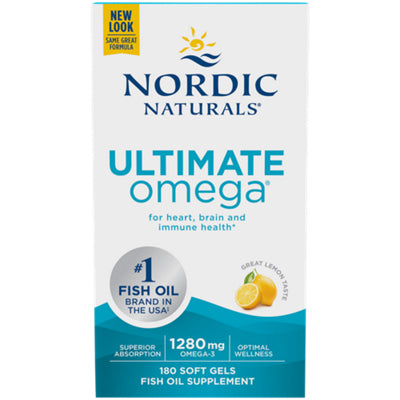 Ultimate Omega 180-softgel supplement bottle