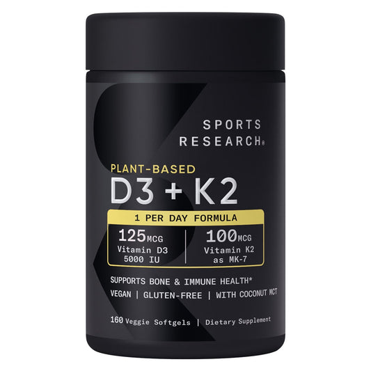 Sports Research D3 + K2 160 veggie softgels bottle