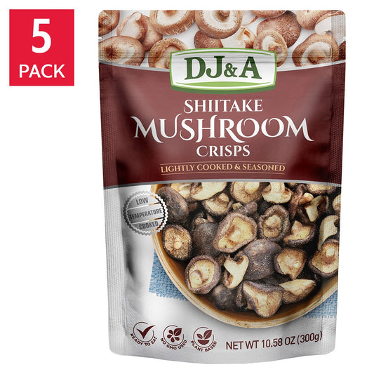 DJ&A shiitake mushroom crisps 5-pack snack bags