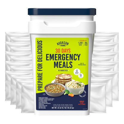 Augason Farms emergency food supply with meal planner