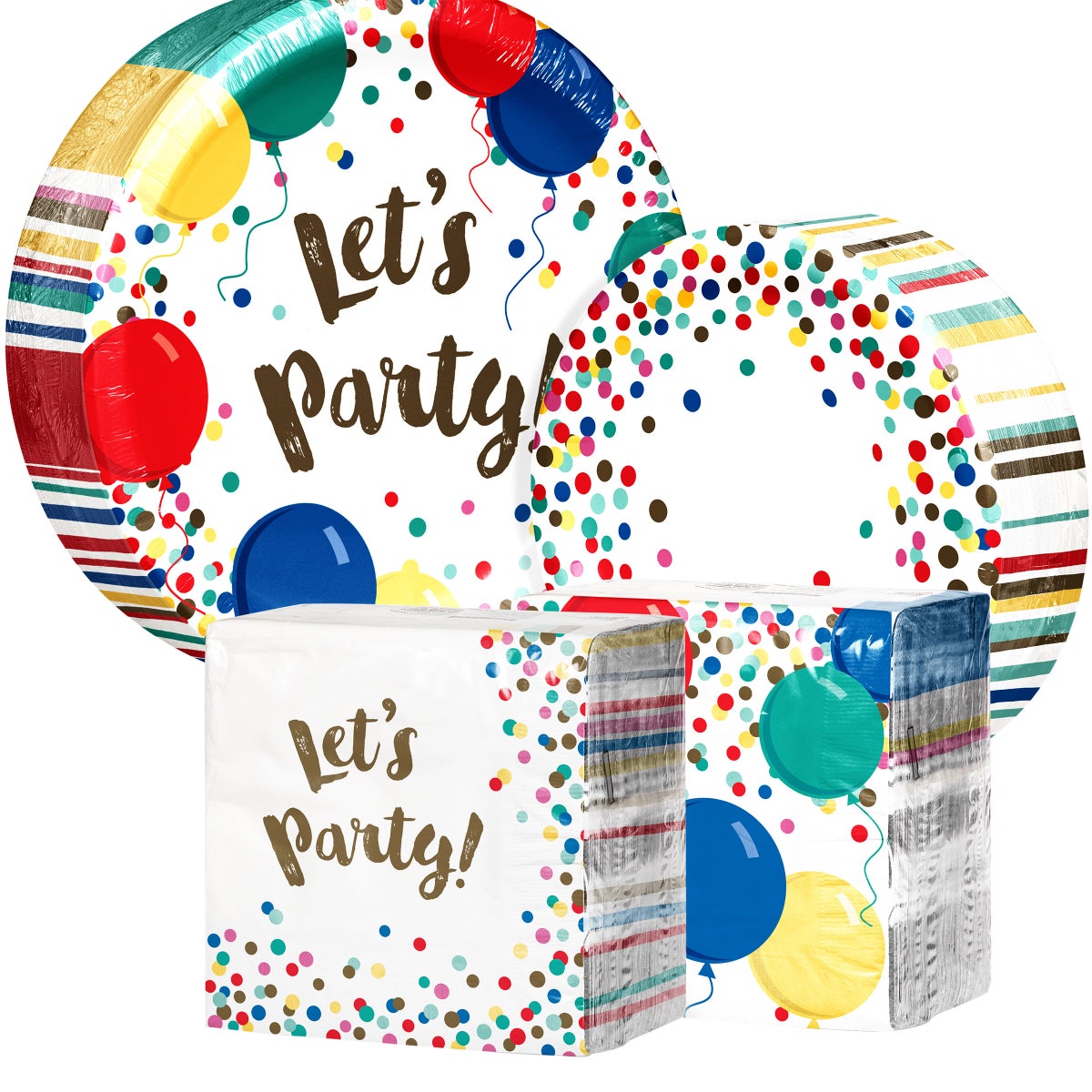 Artstyle confetti celebration paper plate and napkin bundle