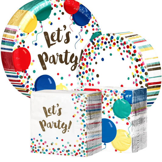 Artstyle confetti celebration paper plate and napkin bundle
