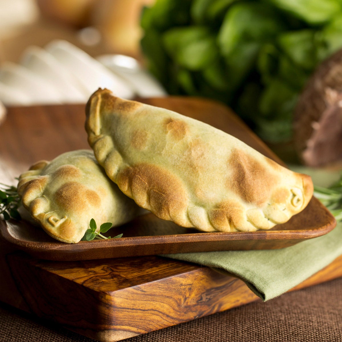 Vegetarian empanadas ready to heat and serve