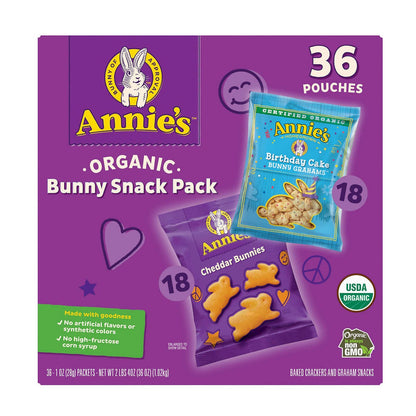 Annie's Organic Bunny Snack Pack variety box with baked crackers and graham snacks