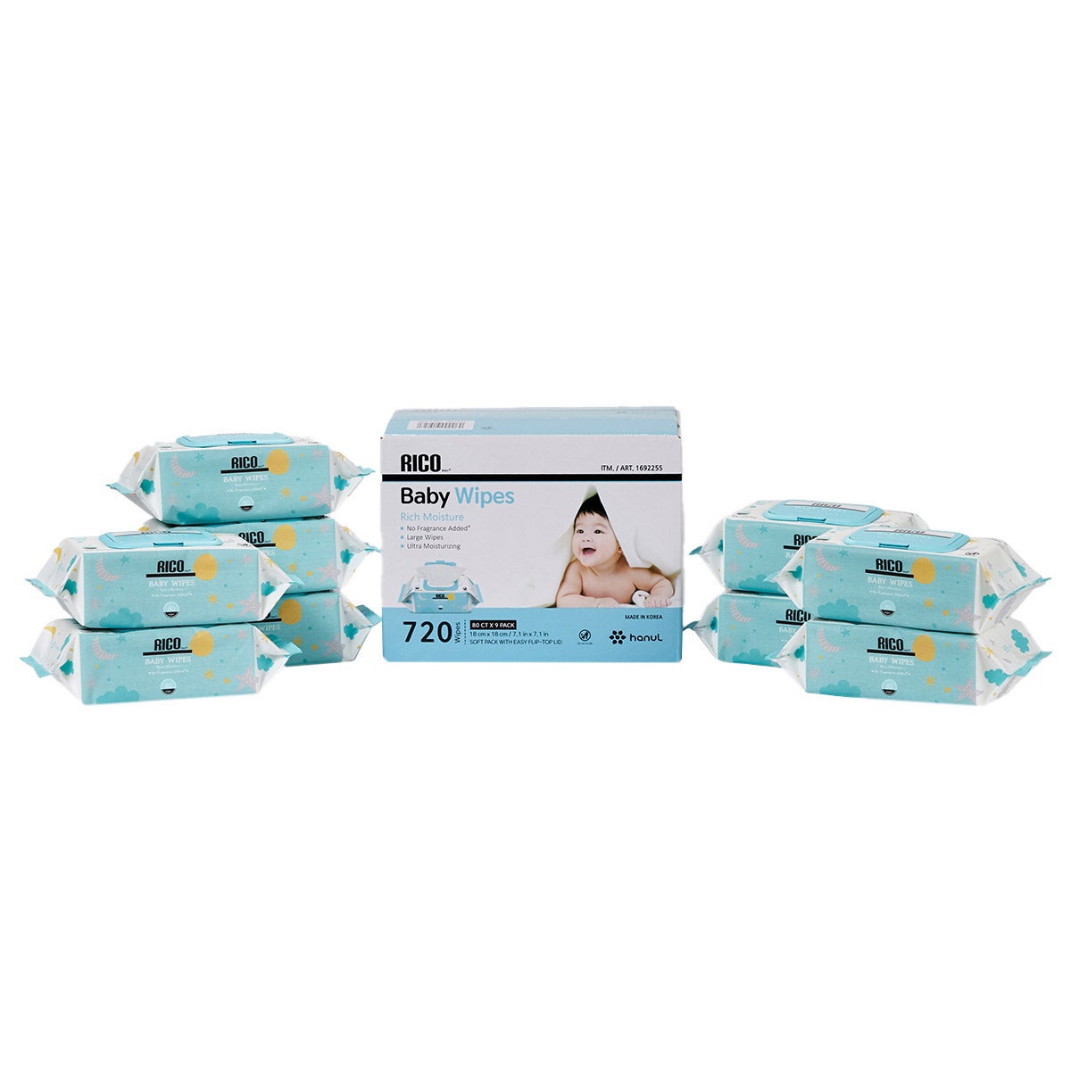 RICO baby wipes soft pack with flip-top lid