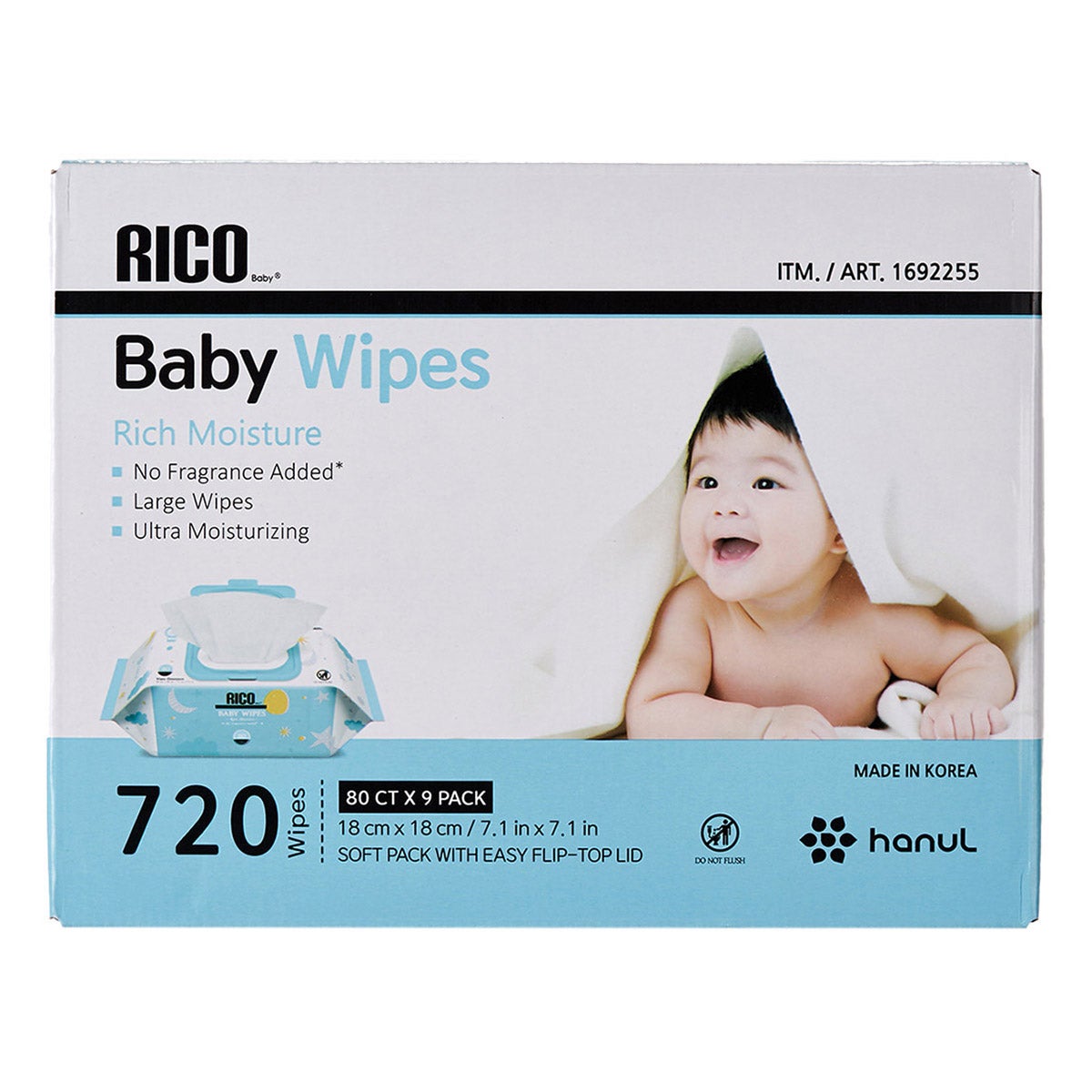 RICO fragrance-free baby wipes pack