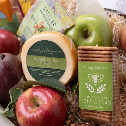 Smoked gouda cheese in charcuterie gift set
