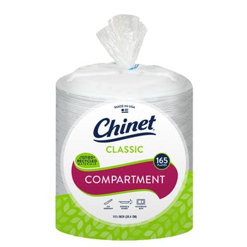 Chinet Classic compartment 10-3/8 inch paper plates 165 count