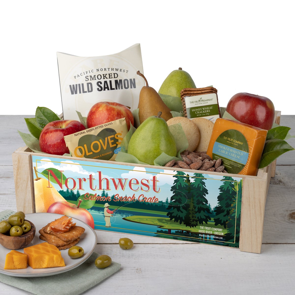 The Fruit Company salmon snack crate gift basket