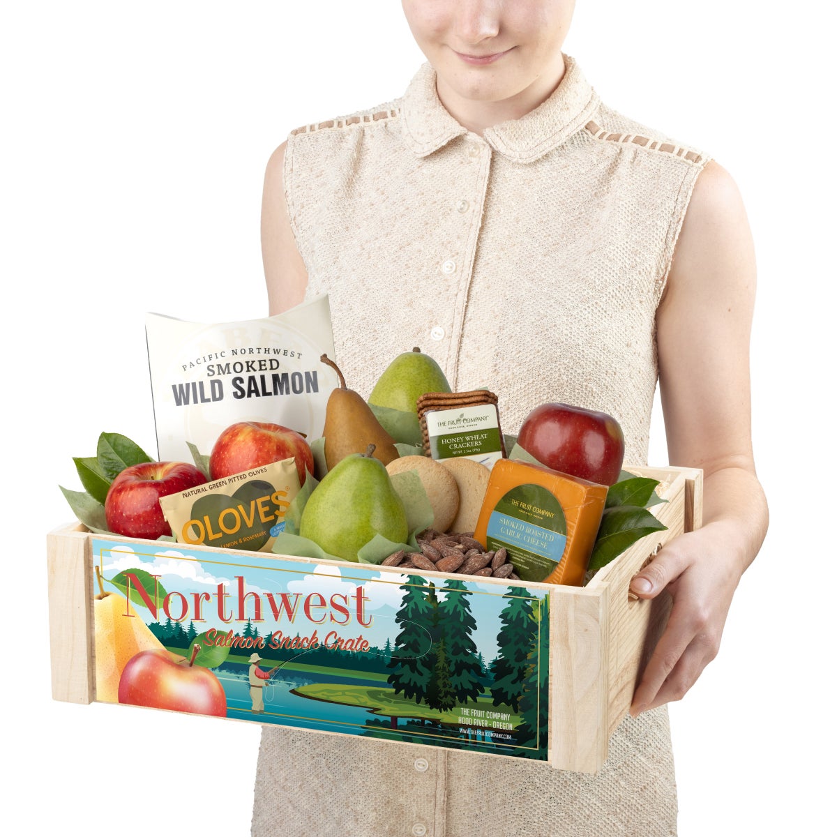 Assorted fruit and savory snack gift crate