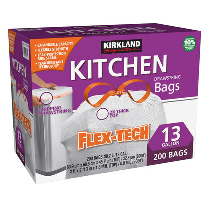 Kirkland Signature 13-gallon kitchen trash bags 200-count