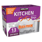 White drawstring Flex-Tech trash bags for kitchen use