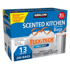 Kirkland Signature Flex-Tech 200-count drawstring trash bags