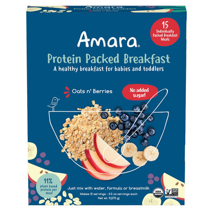 Oats Overnight — Amara Baby and Toddler Protein Packed Breakfast Cereal Oats and Berries, 15 Meals