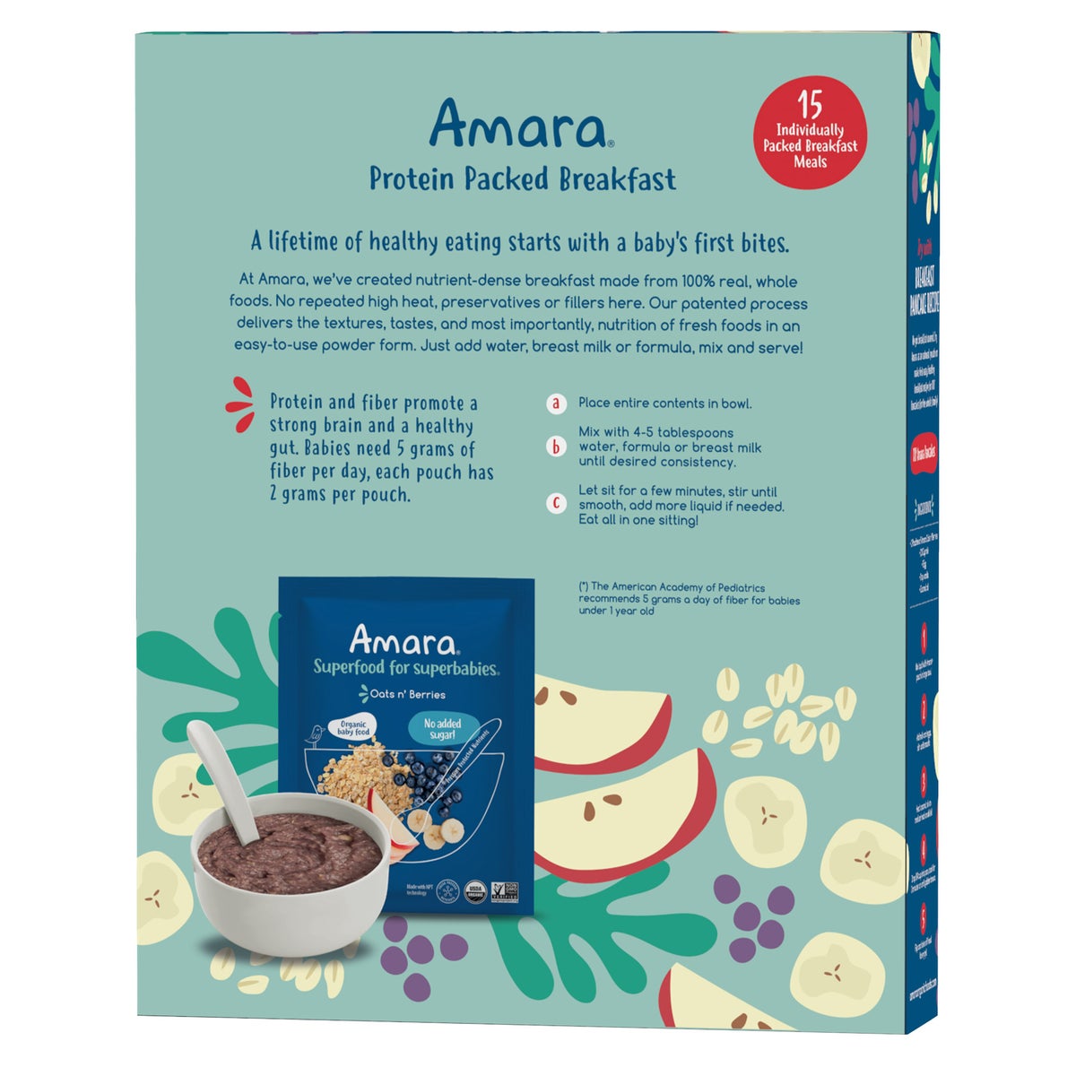Oats Overnight — Amara Baby and Toddler Protein Packed Breakfast Cereal Oats and Berries, 15 Meals
