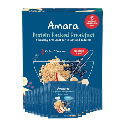 Oats Overnight — Amara Baby and Toddler Protein Packed Breakfast Cereal Oats and Berries, 15 Meals
