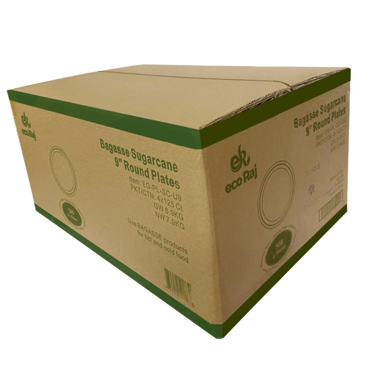 Eco Raj 9-inch compostable bagasse plate 500-count