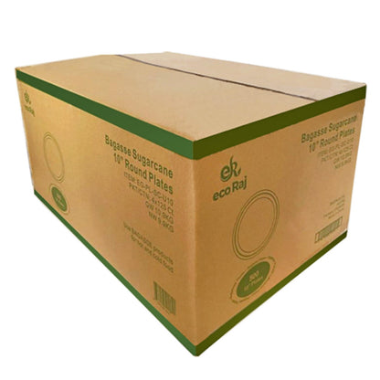 Eco Raj 10-inch compostable bagasse plate 500-count