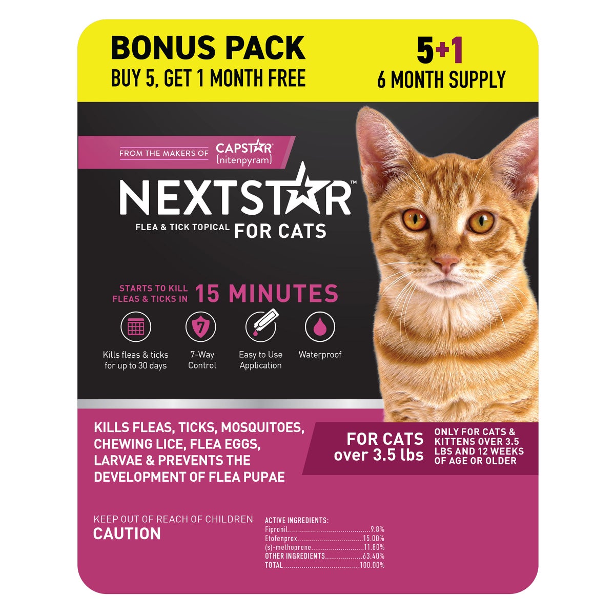 NextStar flea and tick topical prevention for cats over 3.5 lbs