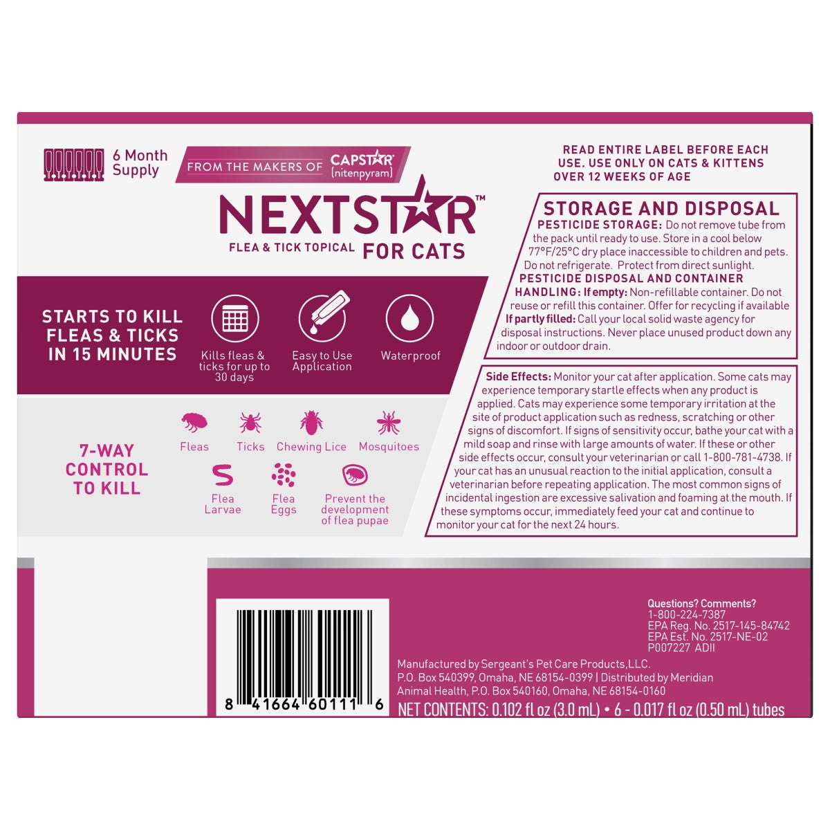 NextStar 6-month flea and tick treatment supply for cats