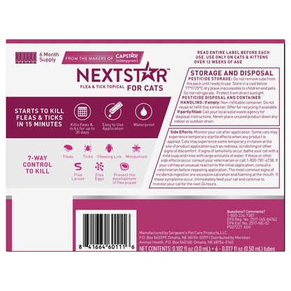 NextStar 6-month flea and tick treatment supply for cats
