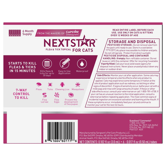 NextStar 6-month flea and tick treatment supply for cats