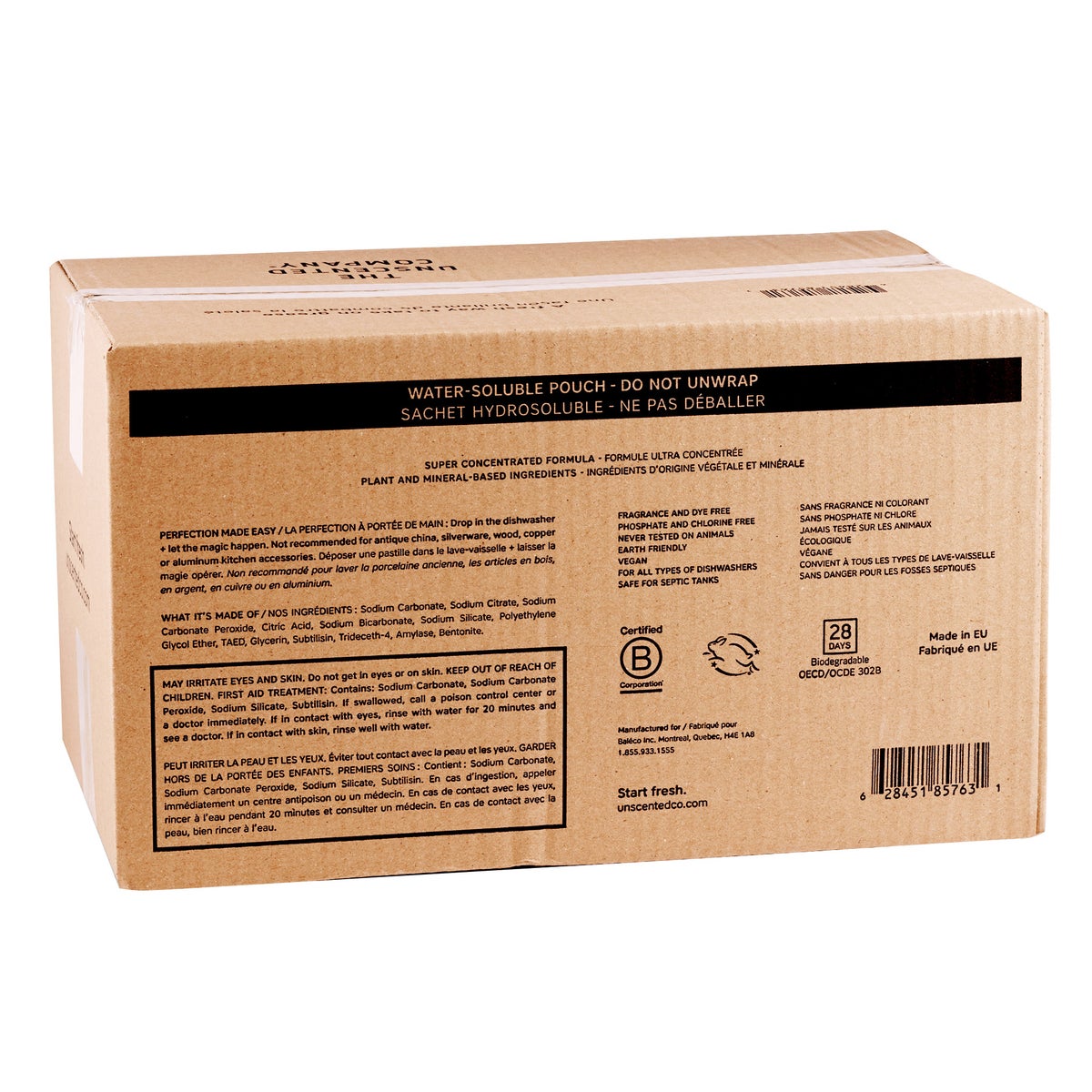 Fragrance-free dishwasher detergent tabs by The Unscented Company