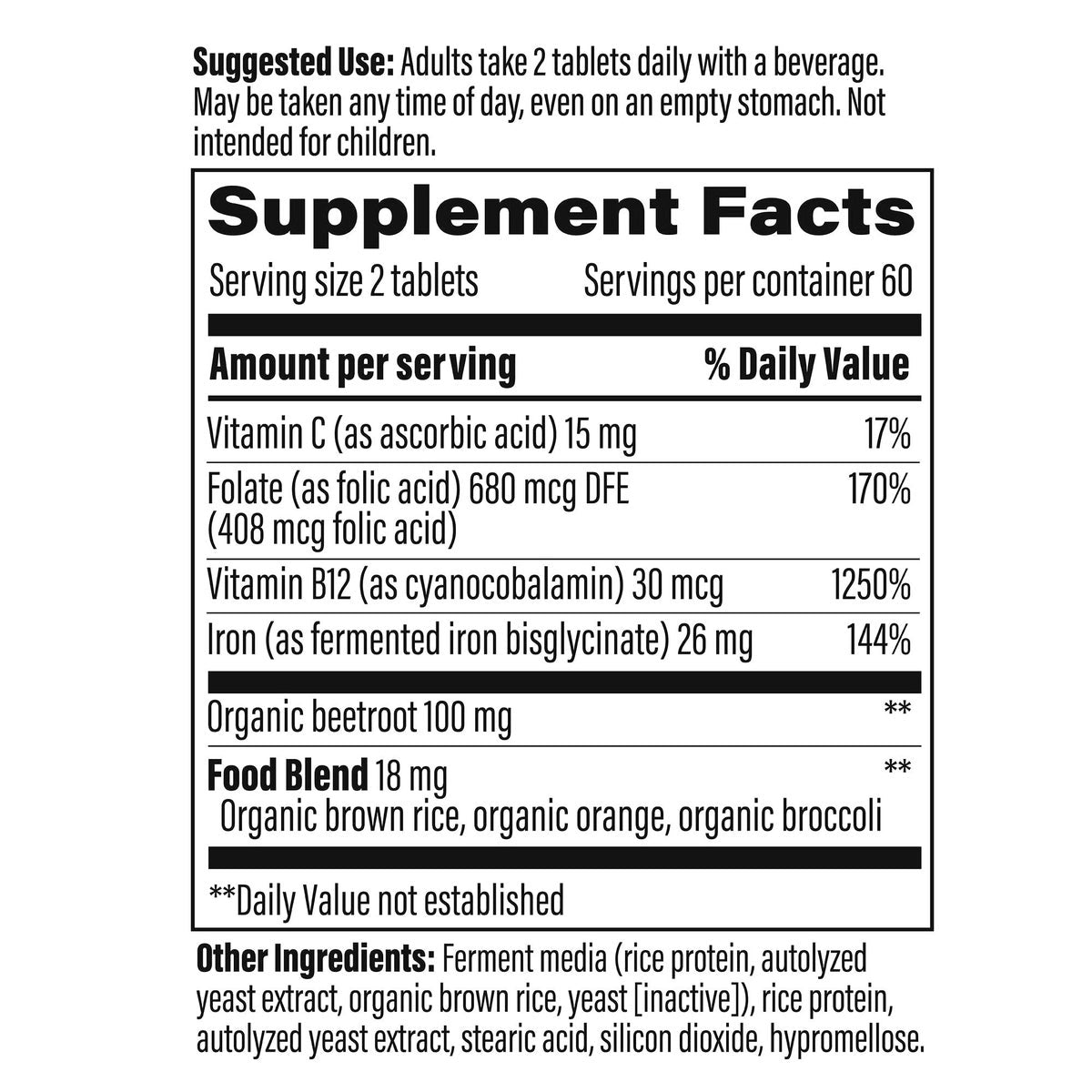 MegaFood Blood Builder gentle iron supplement packaging
