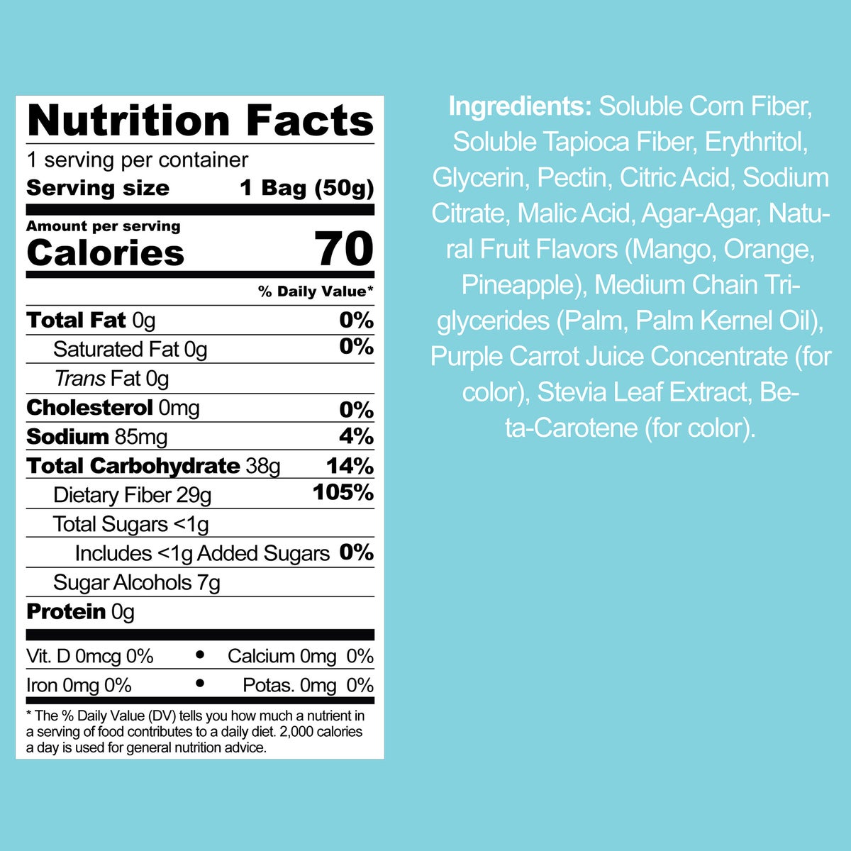 Keto friendly tropical rings gummy candy