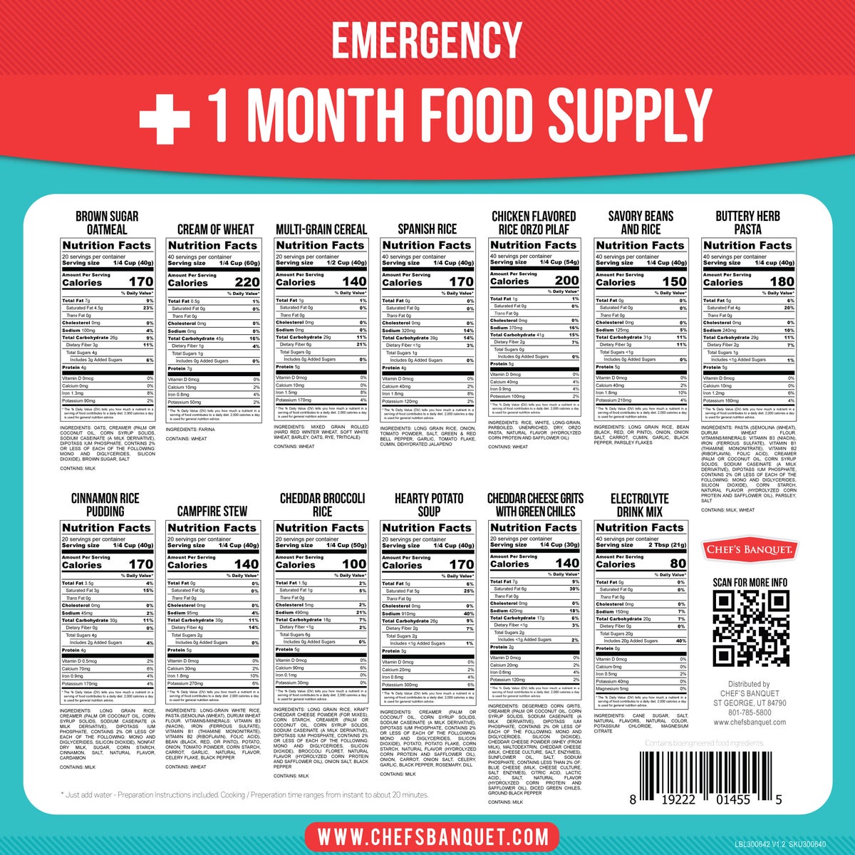 Chef's Banquet 13,680 serving emergency food supply