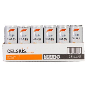 Celsius orange sparkling energy drink 24-count cans