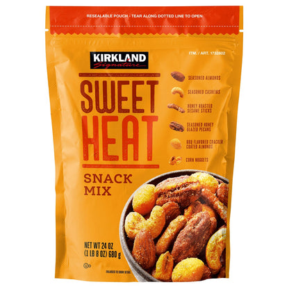 Sweet heat trail snack mix with almonds and cashews