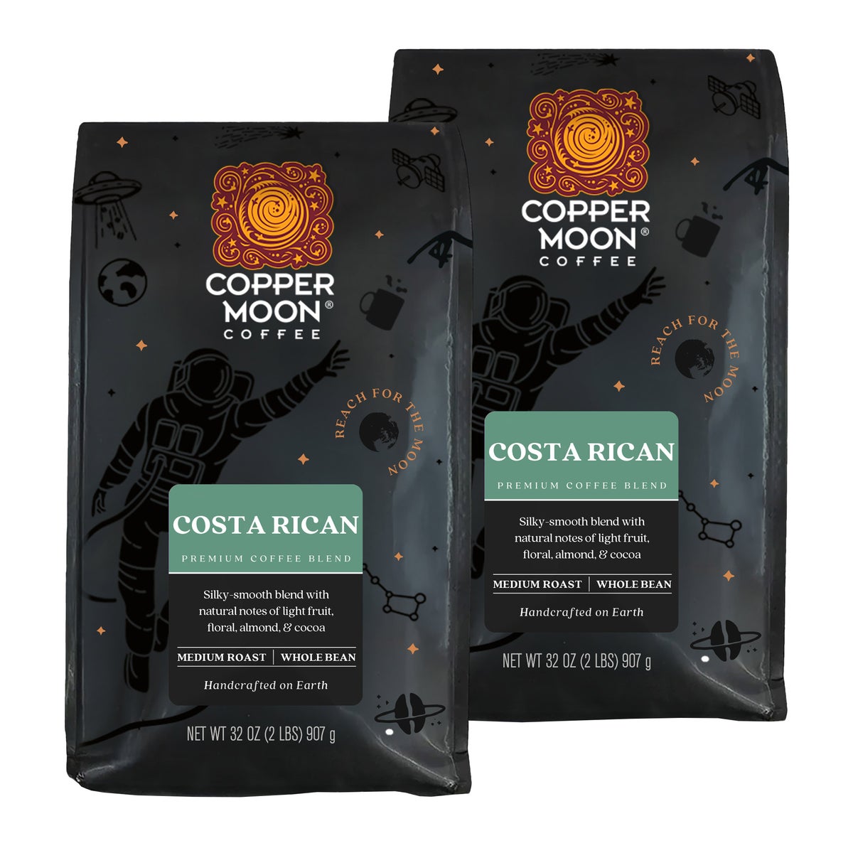 Copper Moon Costa Rica Blend medium roast whole bean coffee 2-pack