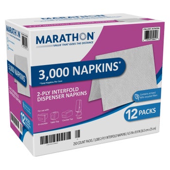 Marathon 2-ply interfold dispenser napkins 12-pack