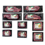Grass-fed ribeye steaks in premium meat box