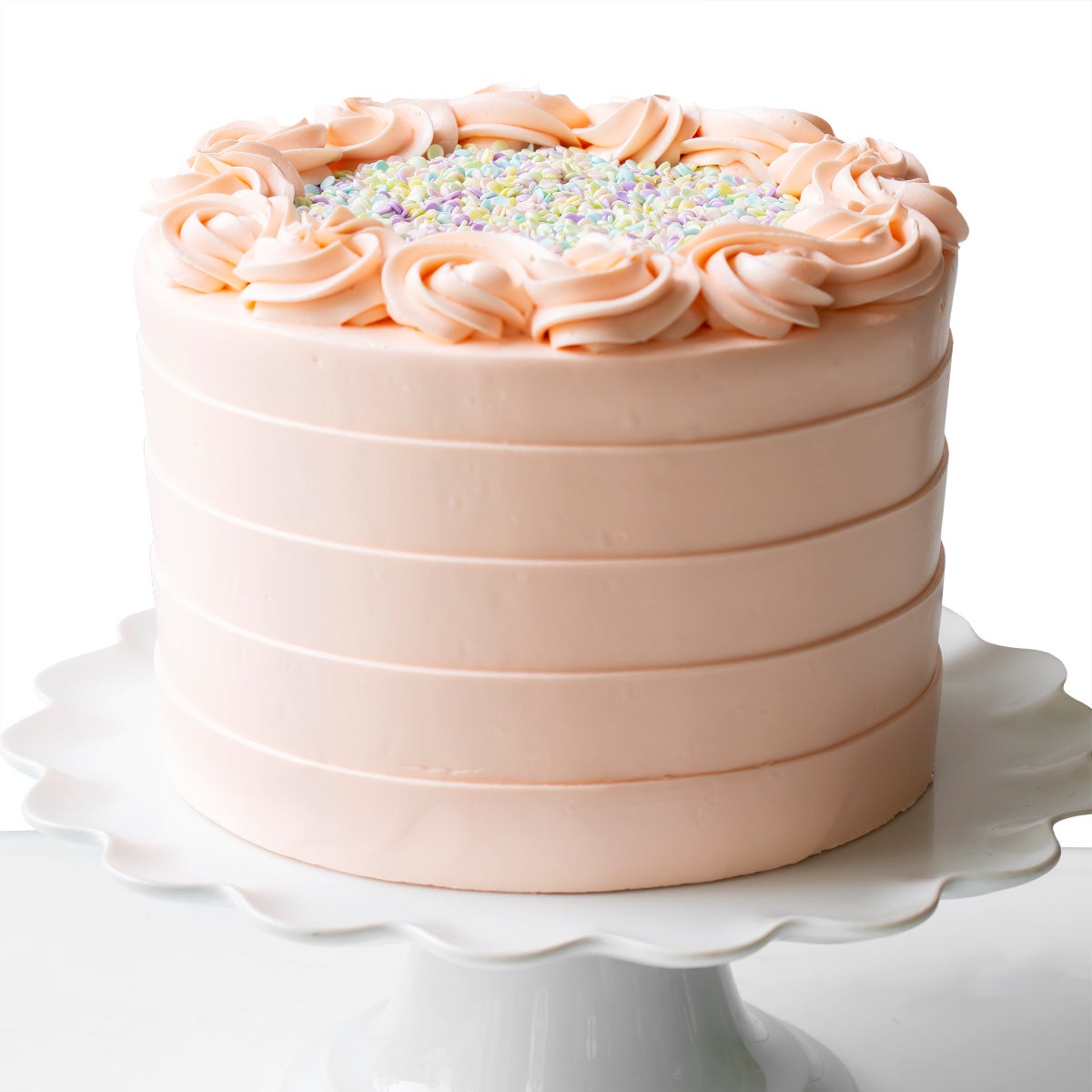 Almond flavored celebration cake with buttercream