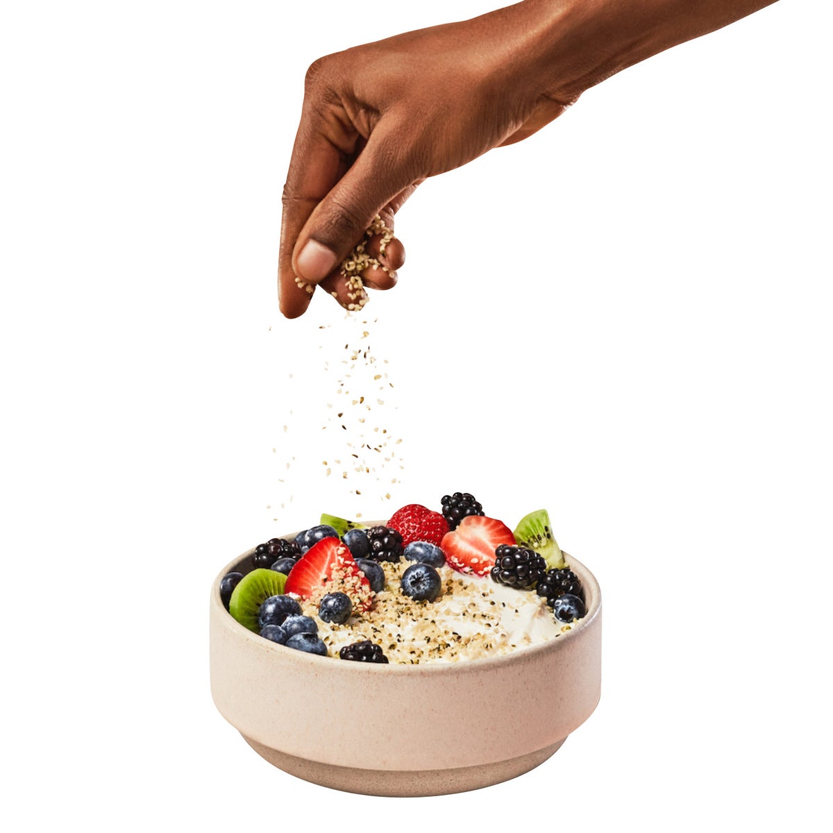 Organic hemp hearts in resealable Kirkland Signature packaging