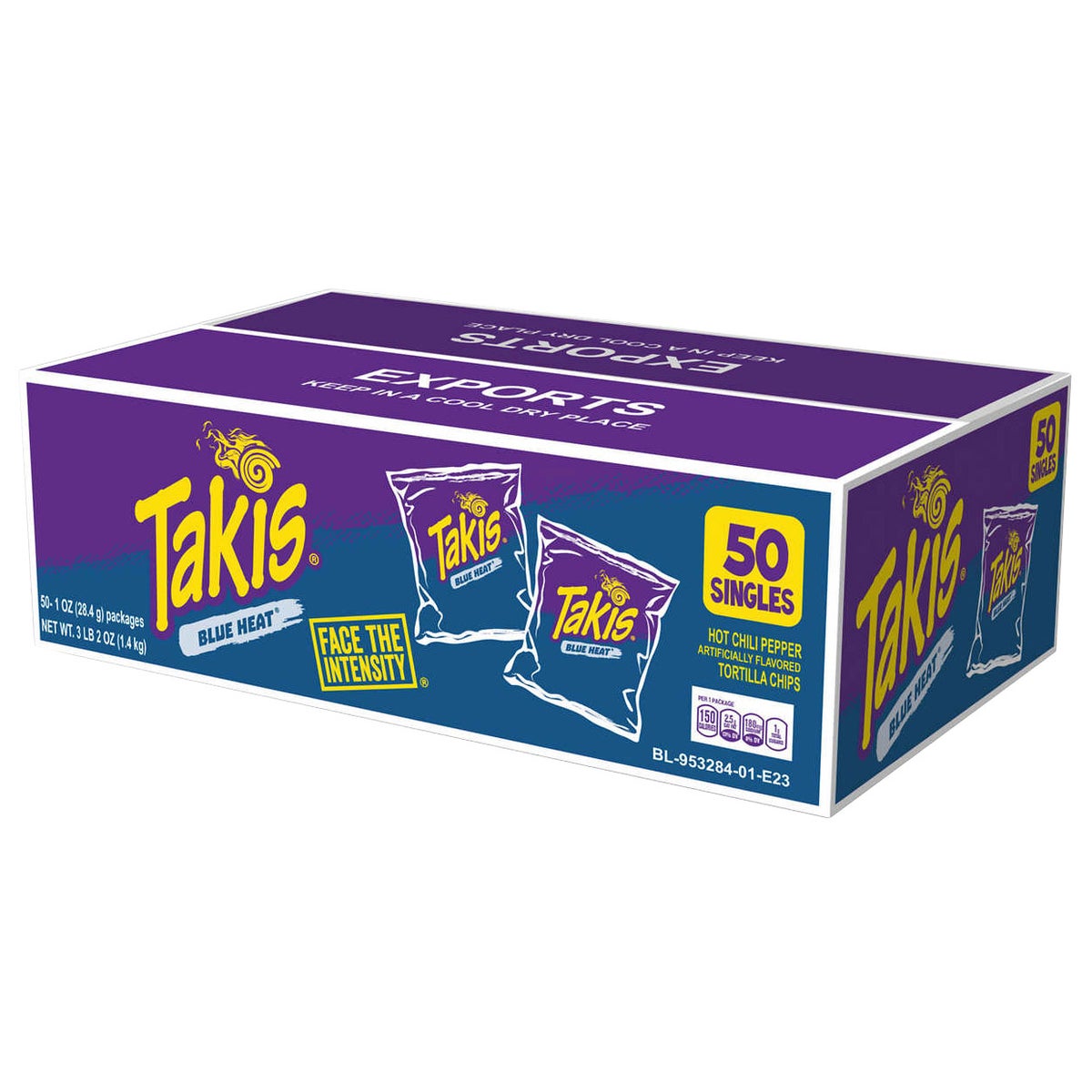 Takis Blue Heat rolled tortilla chips 50-count box