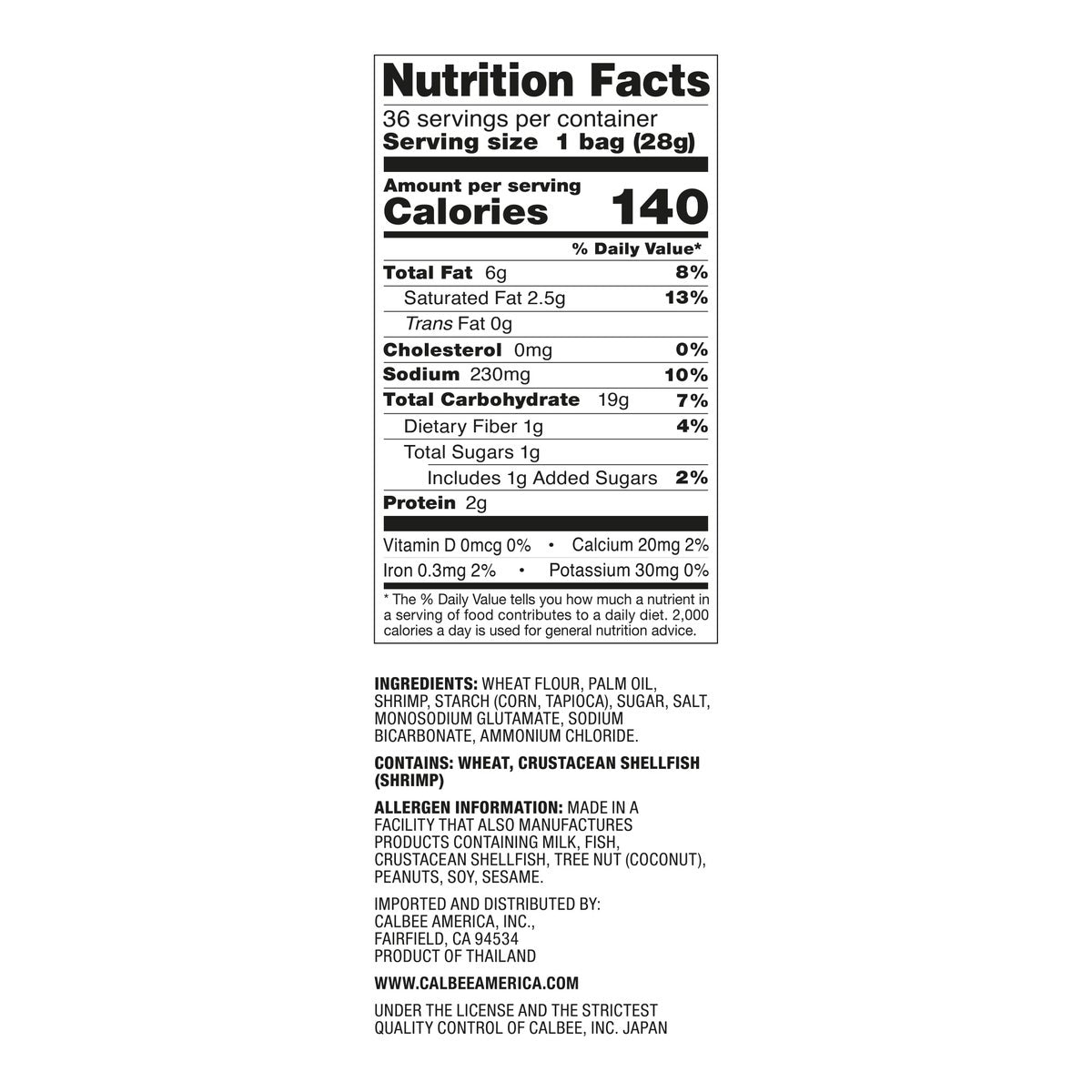 Calbee original shrimp chips 1 oz bags