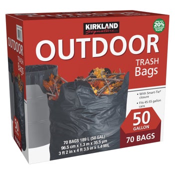 Kirkland Signature 50-gallon outdoor trash bags, 70-count