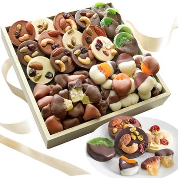Chocolate Covered Company premium dried fruit and mendiant Belgian chocolate gift tray