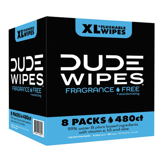 DUDE fragrance-free moisturizing XL flushable wipes 480 count