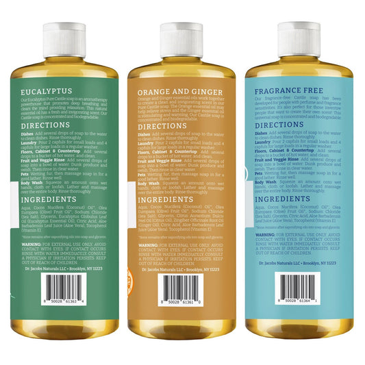 Dr. Jacobs Naturals 32 oz eucalyptus castile soap bottle