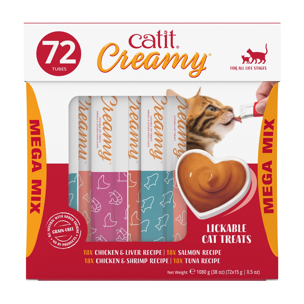 Catit Creamy Lickable Cat Treats Mega Mix 72-count variety pack