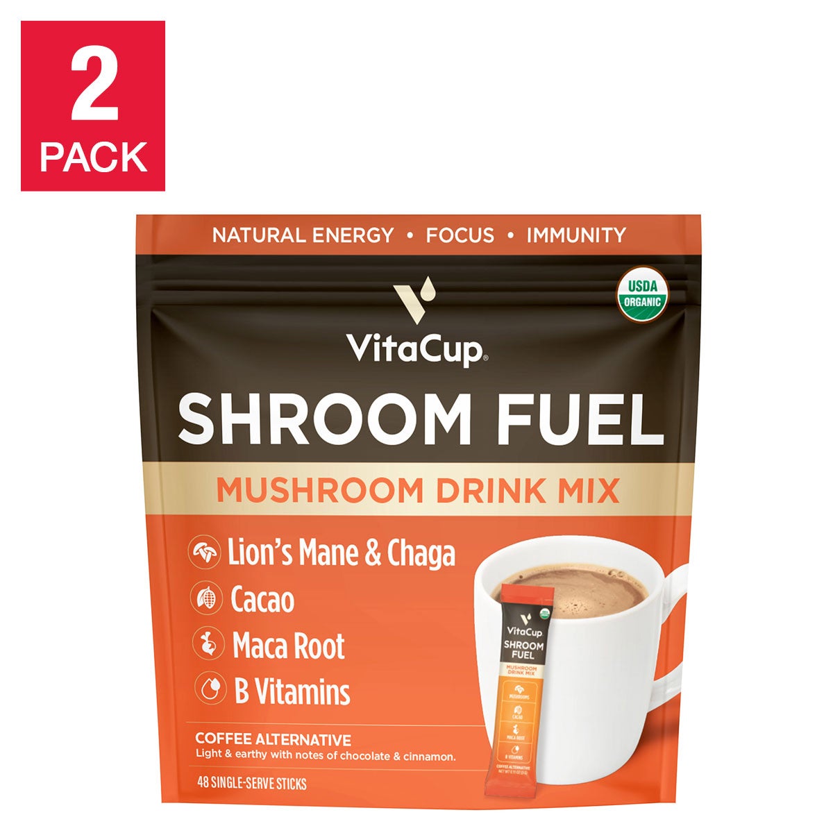 VitaCup Shroom Fuel mushroom coffee alternative packets 2-pack