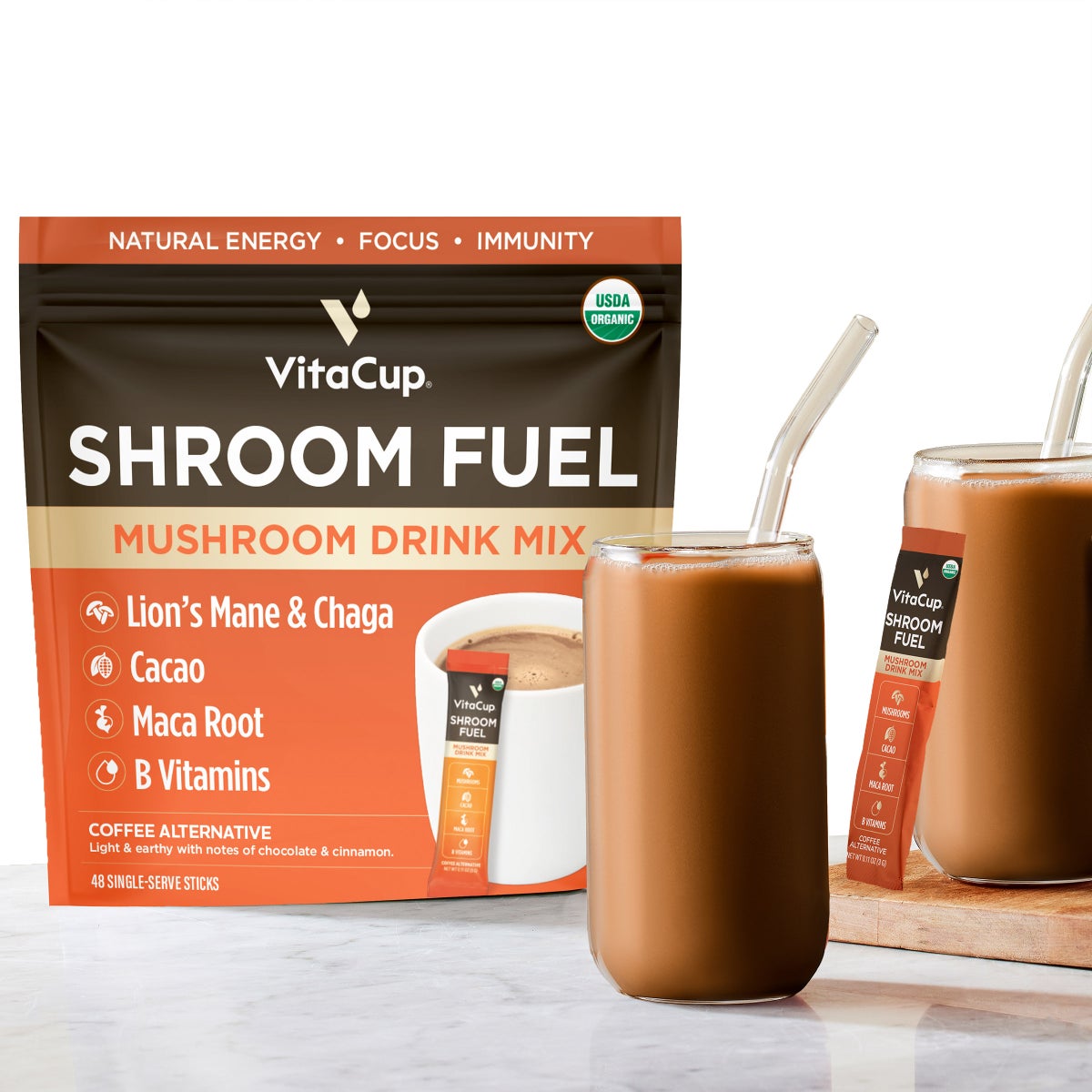 VitaCup Shroom Fuel instant coffee alternative box front