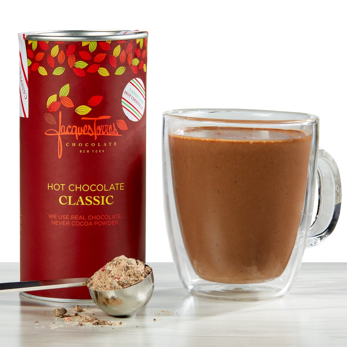 Jacques Torres candy cane and classic hot chocolate tins