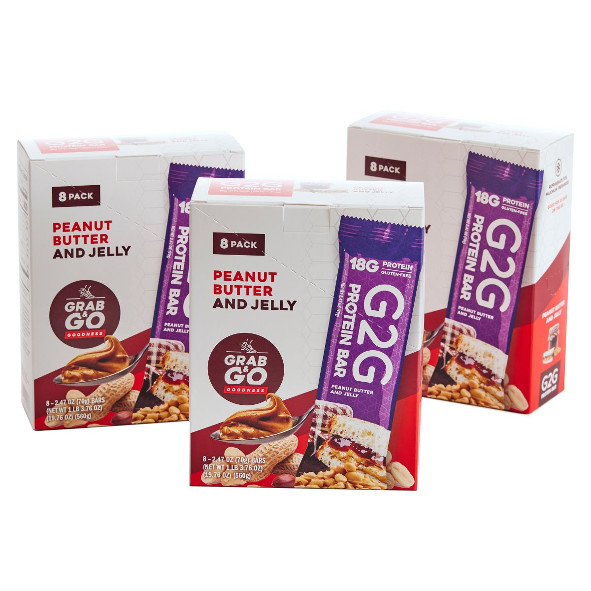 G2G peanut butter and jelly protein bars 24 count